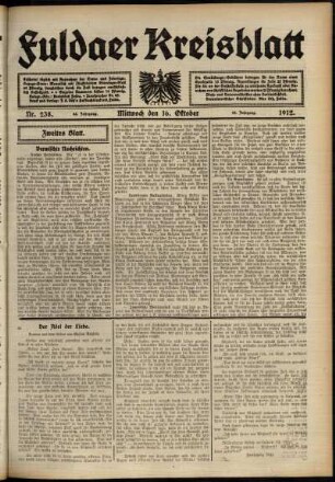 Zweite Ausgabe vom Mittwoch, den 16. Oktober 1912.