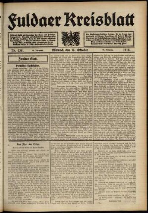 Zweite Ausgabe vom Mittwoch, den 16. Oktober 1912.