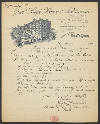 Brief an B. Schott's Söhne : 12.03.1911