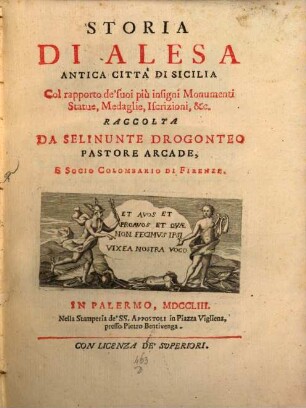 Storia di Alesa, antica città di Sicilia : col rapporto de suoi piu insigni monumenti, statue, ... ; con 7 tavole