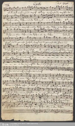 Ms. Ff. Mus. 398 - Am 4 Son̅t: nach Epiph: : C. A. T. B., violino 1=mo, violino 2=do, oboe 2, viola, violoncello, organo