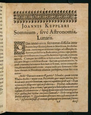 1-4, Joannis Keppleri Somnium, five Astronomia Lunaris