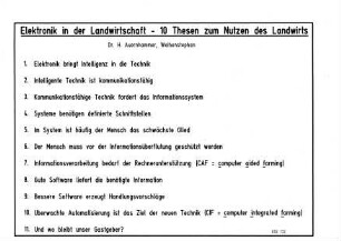 Elektronik in der Landwirtschaft - 10 Thesen zum Nutzen des Landwirts