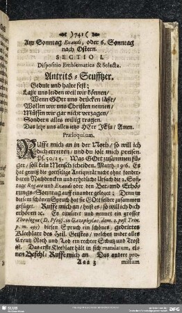 Am Sonntag Exaudi, oder 6. Sonntag nach Ostern