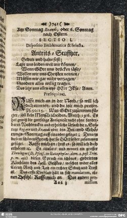Am Sonntag Exaudi, oder 6. Sonntag nach Ostern