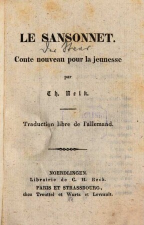 Le sansonnet : conte nouveau