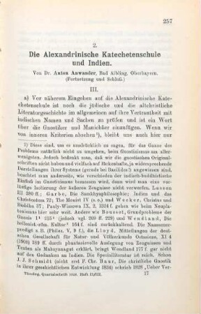 257-284 Die Alexandrinische Katechetenschule und Indien