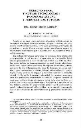59-84, 4. Derecho penal y nuevas tecnologías: panorama actual y perspectivas futuras