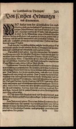 Von Kirchen Ordnungen und Ceremonien.
