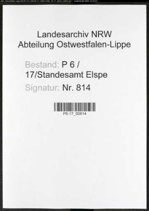Sterberegister Standesamt Elspe