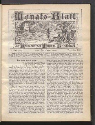 70. Jahrgang. Bremen. Dezember 1909