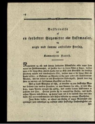Beskrivelse as en forbedret Gazometer eller Luftmaaler, ...