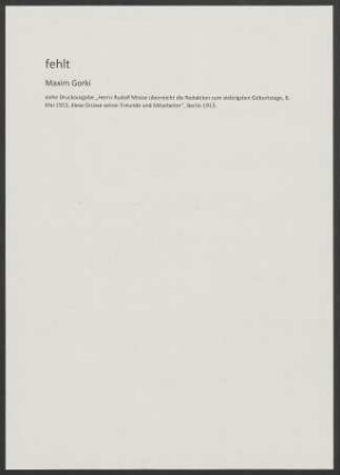 Fehlt: Maxim Gorki