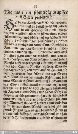 Wie man schmeidig Kupffer auff Silber probieren soll.