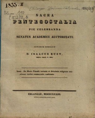 Sacra pentecostalia pie celebranda senatus academici auctoritate