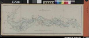 "Plan der Ems und wie selbe austreten und überströmen kan" Flusslauf mit Ortschaften von Langen/Lathen bis zur ostfriesischen Grenze. Ausf.-Art: Farbige Zeichnung Herst.: Bartels Format: 427 x 76 cm Maßstab: ca. 1 : 47000