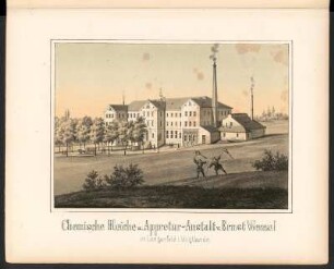Chemische Bleiche und Appretur-Anstalt von Ernst Wenzel in Lengenfeld im Vogtland : Chemische Bleiche u. Appretur-Anstalt v. Ernst Wenzel in Lengenfeld im Voigtlande. Blatt [3] nach Seite 170 aus: Album der sächsischen Industrie. Band 2. Neusalza: Oeser, [ca. 1859]. Dresden: SLUB Hist.Sax.M.232.o-2