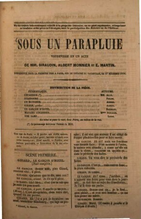 Sous un parapluie : vaudeville en un acte