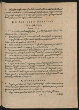De Subiecto Physices, Theses generales.