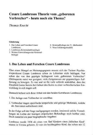 103-111, Cesare Lombrosos Theorie vom "geborenen Verbrecher" - heute noch ein Thema?