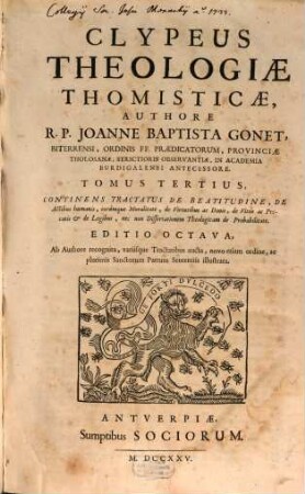Clypeus theologiae Thomisticae. 3