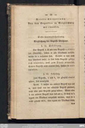Dritte Abtheilung. Von den Begriffen in Vergleichung mit einander.