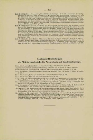 Sonderveröffentlichungen der Württ. Landesstelle für Naturschutz und Landschaftspflege