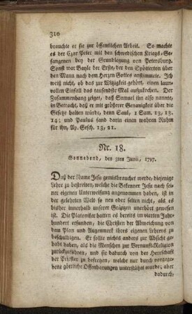 Nr. 18. Sonnabend, den 3ten Junii, 1797. - Nr. 19. Donnerstag, den 8ten Junii, 1797.