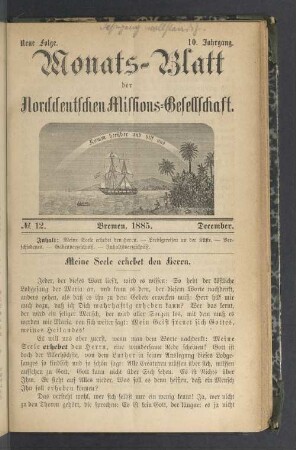 N°. 12. Bremen, 1885. December