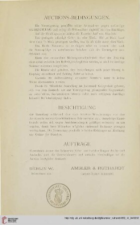 Auctions-Bedingungen / Besichtigung / Aufträge