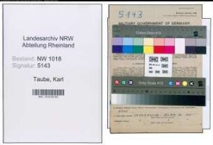 Entnazifizierung Karl Taube , geb. 06.03.1902 (Chemiker)