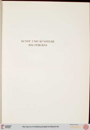 Kunst und Künstler Solothurns