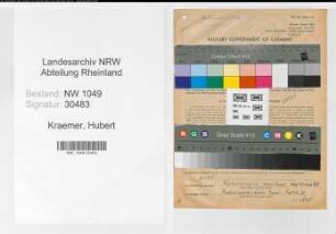 Entnazifizierung Hubert Kraemer , geb. 01.10.1918 (Arzt)