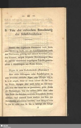 B. Von der cubischen Berechnung der Schiffsbauhölzer