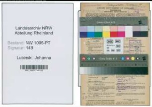 Entnazifizierung Johanna Lubinski , geb. 08.03.1922 (Postangestellte)