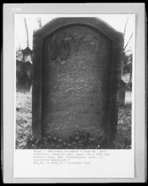 Grabstein des Leopold Cahn (geborene Fürst) (gestorben 1835.03.29) und Babette Cahn (geborene Dinkespiel)