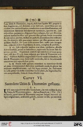 Caput VI: De Sacerdote Urim & Thummim gestante