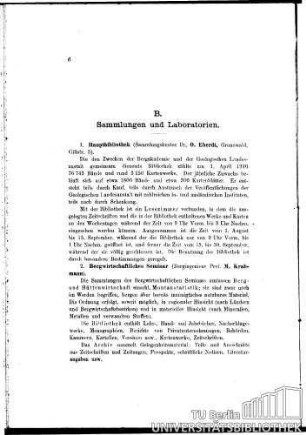 B. Sammlungen und Laboratorien