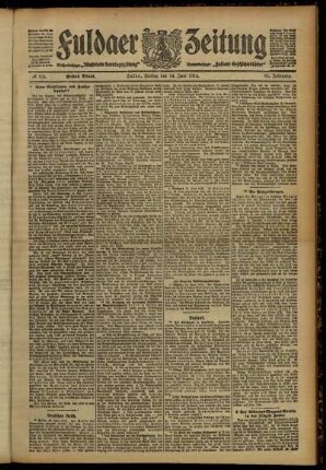 Erste Ausgabe vom Freitag, den 14. Juni 1912.
