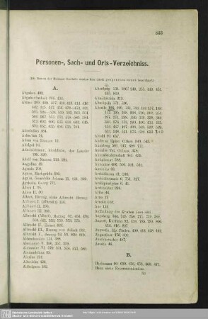 Personen-, Sach- und Orts-Verzeichniss