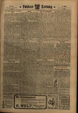 Zweite Ausgabe vom Dienstag, den 26. April 1910.