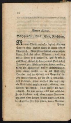 Viertes Kapitel. Gelehrsamkeit, Glück, Ehre, Reichthum.