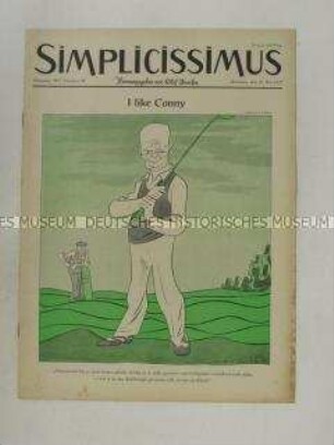 Satirezeitschrift "Simplicissimus" mit Titel-Karikatur auf die erneute Kanzler-Kandidatur von Adenauer