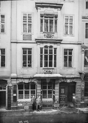 Dresden. Wohnhaus, Frauenstraße 9 (um 1710). Straßenfront (Teilansicht)