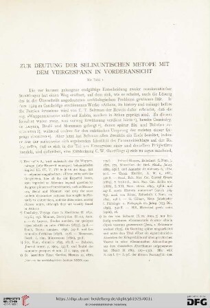 Zur Deutung der selinuntischen Metope mit dem Viergespann in Vorderansicht