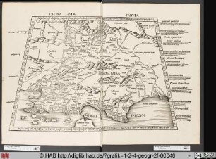 Ptolemäische Landkarte von Ostindien und Gangesdelta.