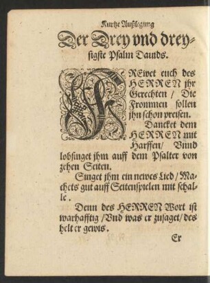 Der Drey und dreysigste Psalm Davids.