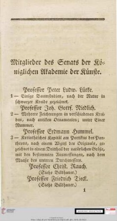 Mitglieder des Senats der Königlichen Akademie der Künste