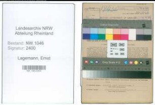 Entnazifizierung Ernst Lagemann , geb. 21.04.1907 (Tischlermeister)