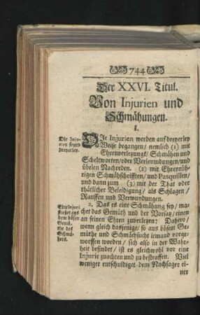Der XXVI. Titul. Von Iniurien und Schmähungen.
